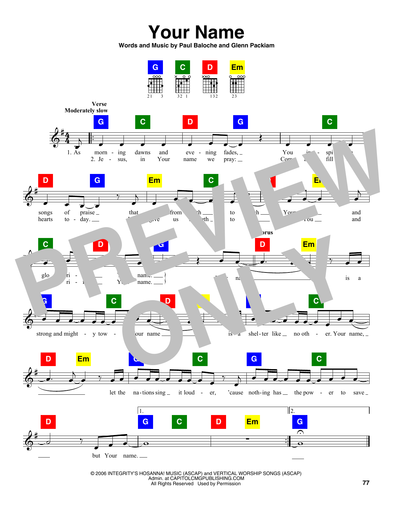 Paul Baloche & Glenn Packiam Your Name sheet music notes and chords arranged for ChordBuddy