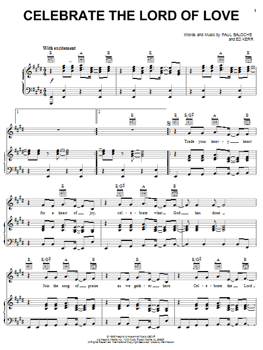 Paul Baloche Celebrate The Lord Of Love sheet music notes and chords arranged for Piano, Vocal & Guitar Chords (Right-Hand Melody)