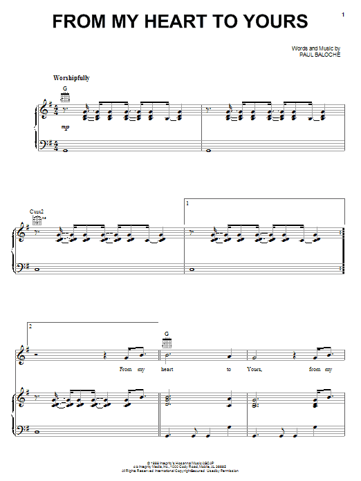 Paul Baloche From My Heart To Yours sheet music notes and chords arranged for Piano, Vocal & Guitar Chords (Right-Hand Melody)