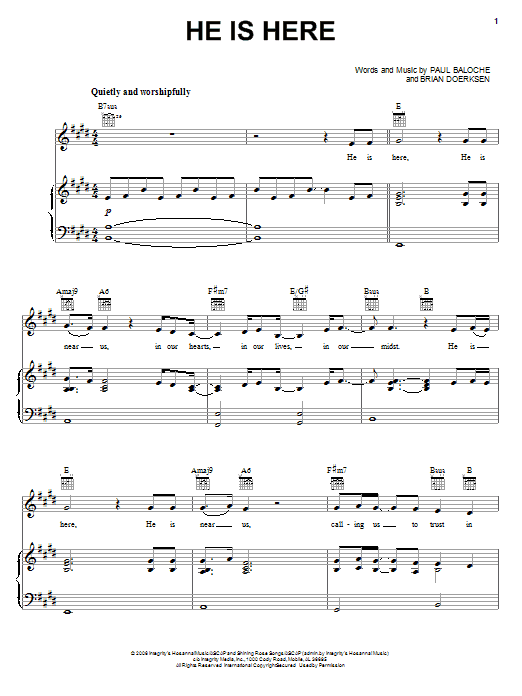 Paul Baloche He Is Here sheet music notes and chords arranged for Piano, Vocal & Guitar Chords (Right-Hand Melody)
