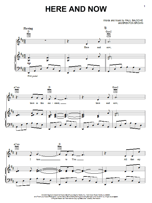 Paul Baloche Here And Now sheet music notes and chords arranged for Piano, Vocal & Guitar Chords (Right-Hand Melody)