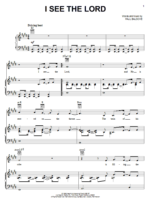Paul Baloche I See The Lord sheet music notes and chords arranged for Piano, Vocal & Guitar Chords (Right-Hand Melody)