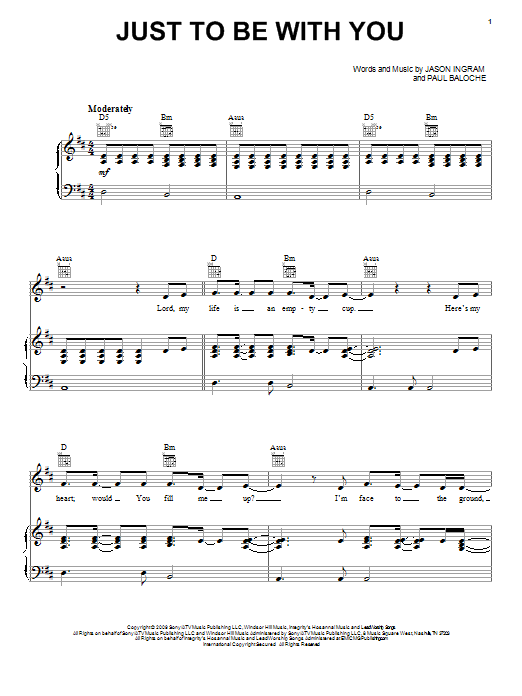 Paul Baloche Just To Be With You sheet music notes and chords arranged for Piano, Vocal & Guitar Chords (Right-Hand Melody)