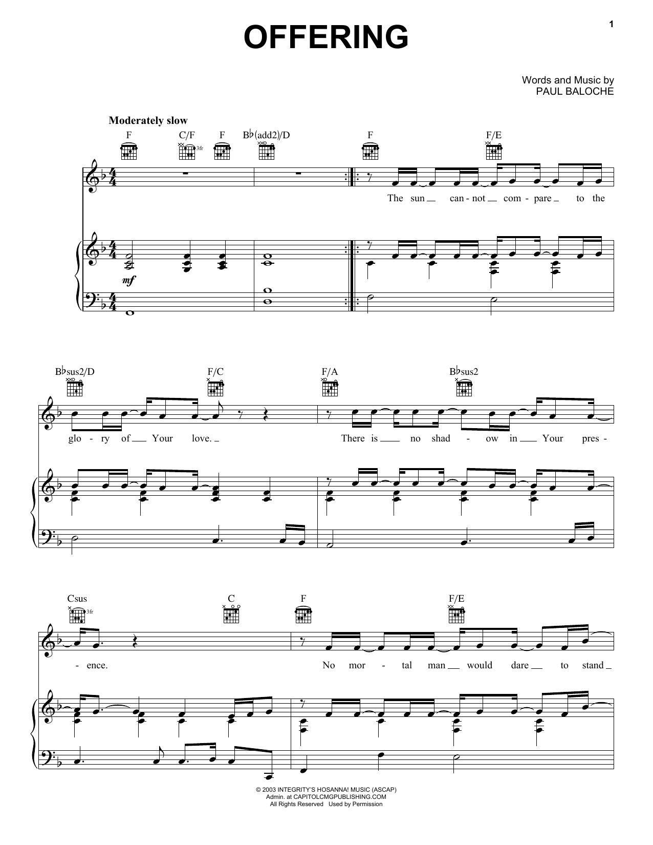 Paul Baloche Offering sheet music notes and chords arranged for Guitar Tab (Single Guitar)