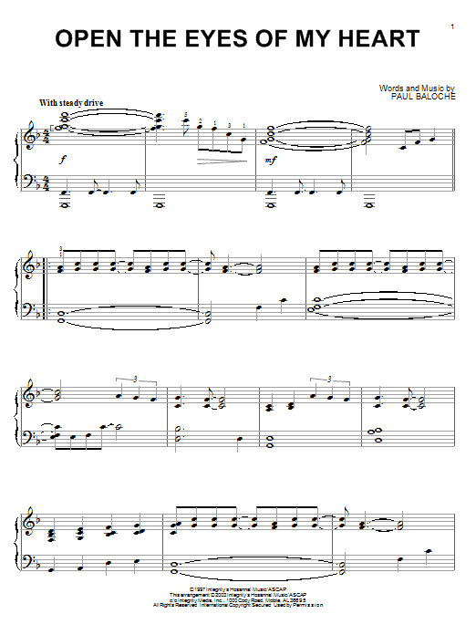 Paul Baloche Open The Eyes Of My Heart sheet music notes and chords arranged for Lead Sheet / Fake Book