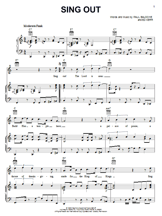 Paul Baloche Sing Out sheet music notes and chords arranged for Piano, Vocal & Guitar Chords (Right-Hand Melody)