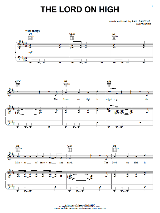 Paul Baloche The Lord On High sheet music notes and chords arranged for Piano, Vocal & Guitar Chords (Right-Hand Melody)