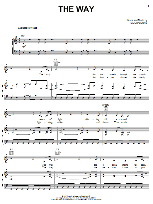 Paul Baloche The Way sheet music notes and chords arranged for Piano, Vocal & Guitar Chords (Right-Hand Melody)