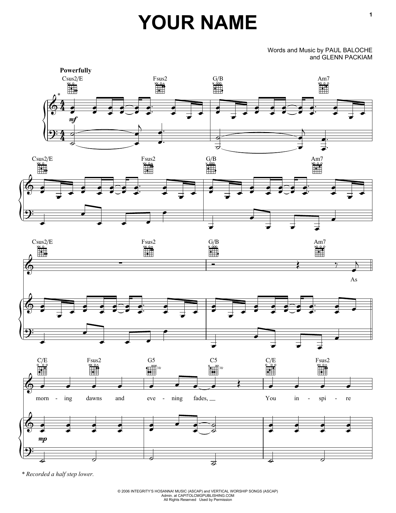 Paul Baloche Your Name sheet music notes and chords arranged for Easy Guitar Tab