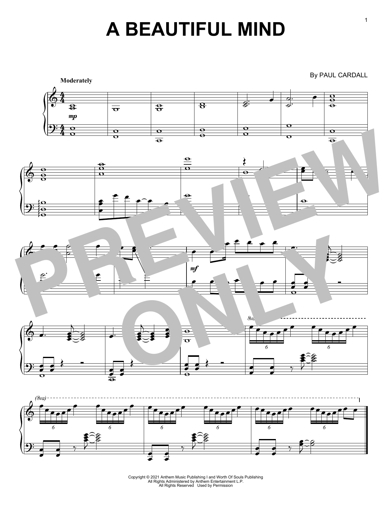 Paul Cardall A Beautiful Mind sheet music notes and chords arranged for Piano Solo