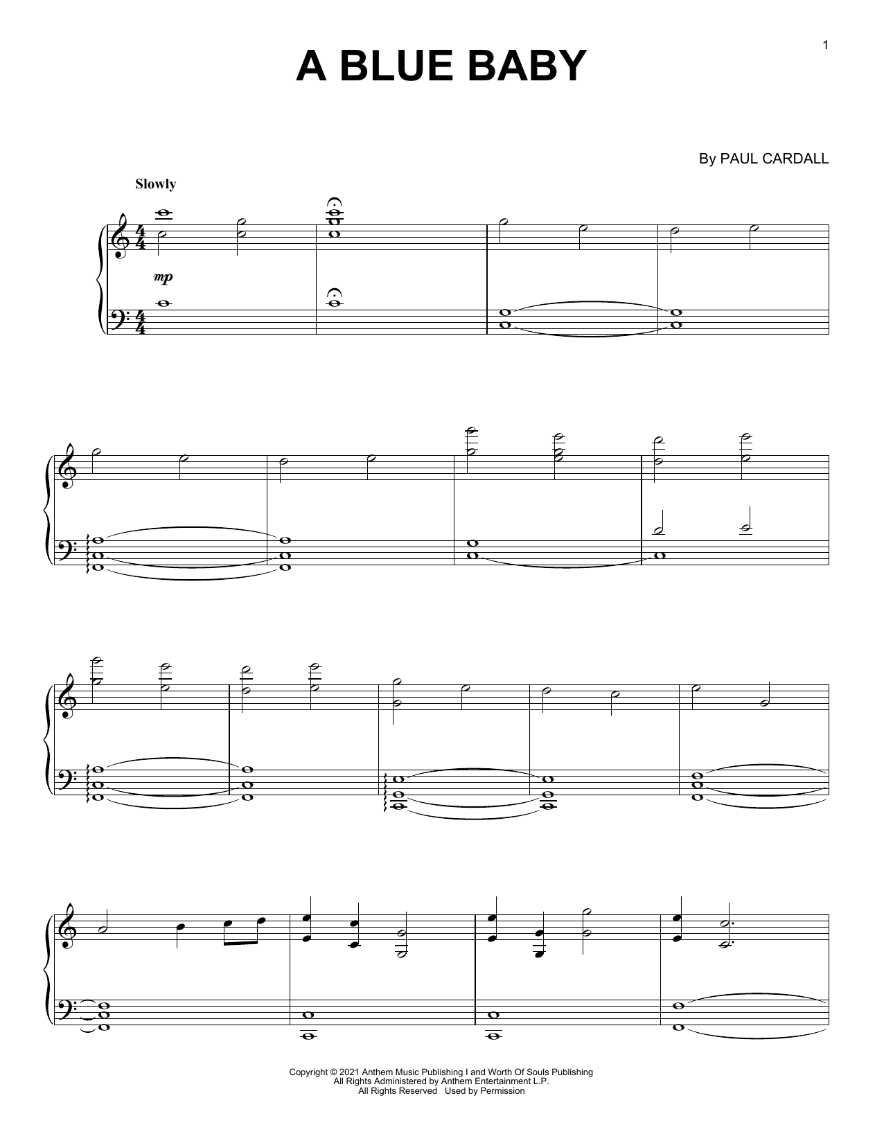 Paul Cardall A Blue Baby sheet music notes and chords arranged for Piano Solo