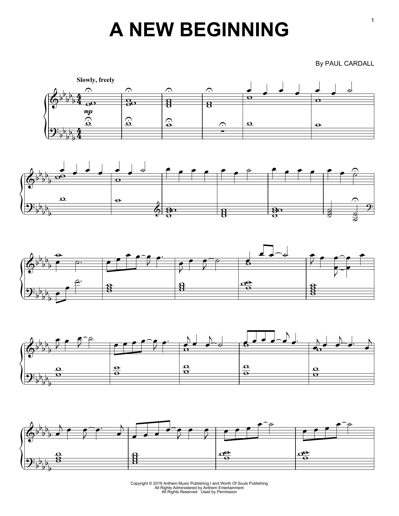 Paul Cardall A New Beginning sheet music notes and chords arranged for Piano Solo