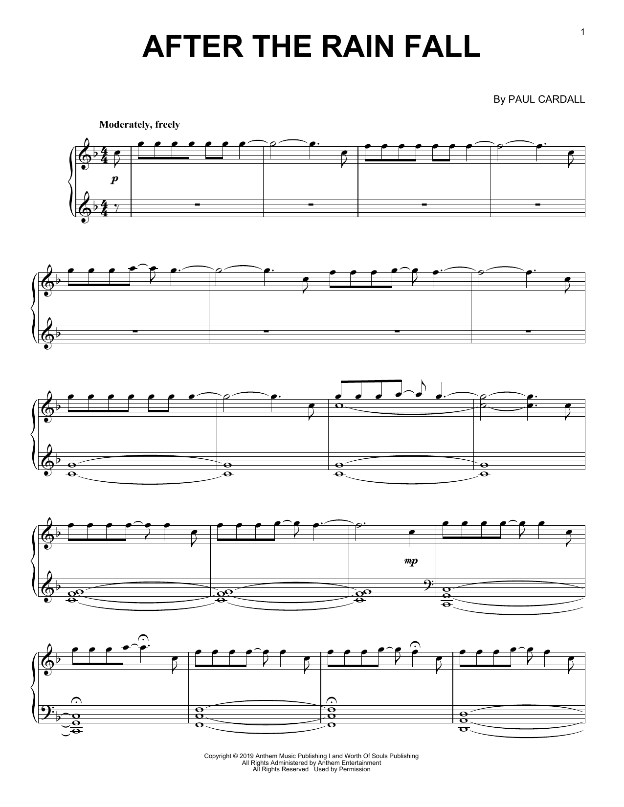 Paul Cardall After The Rain Fall sheet music notes and chords arranged for Piano Solo