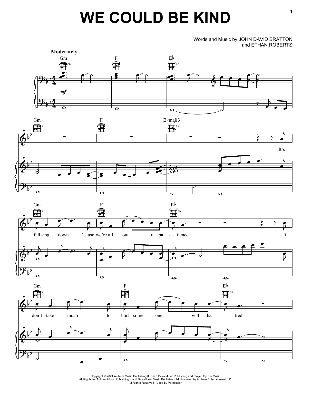 Paul Cardall, Akelee and J Daniel We Could Be Kind sheet music notes and chords arranged for Piano, Vocal & Guitar Chords (Right-Hand Melody)