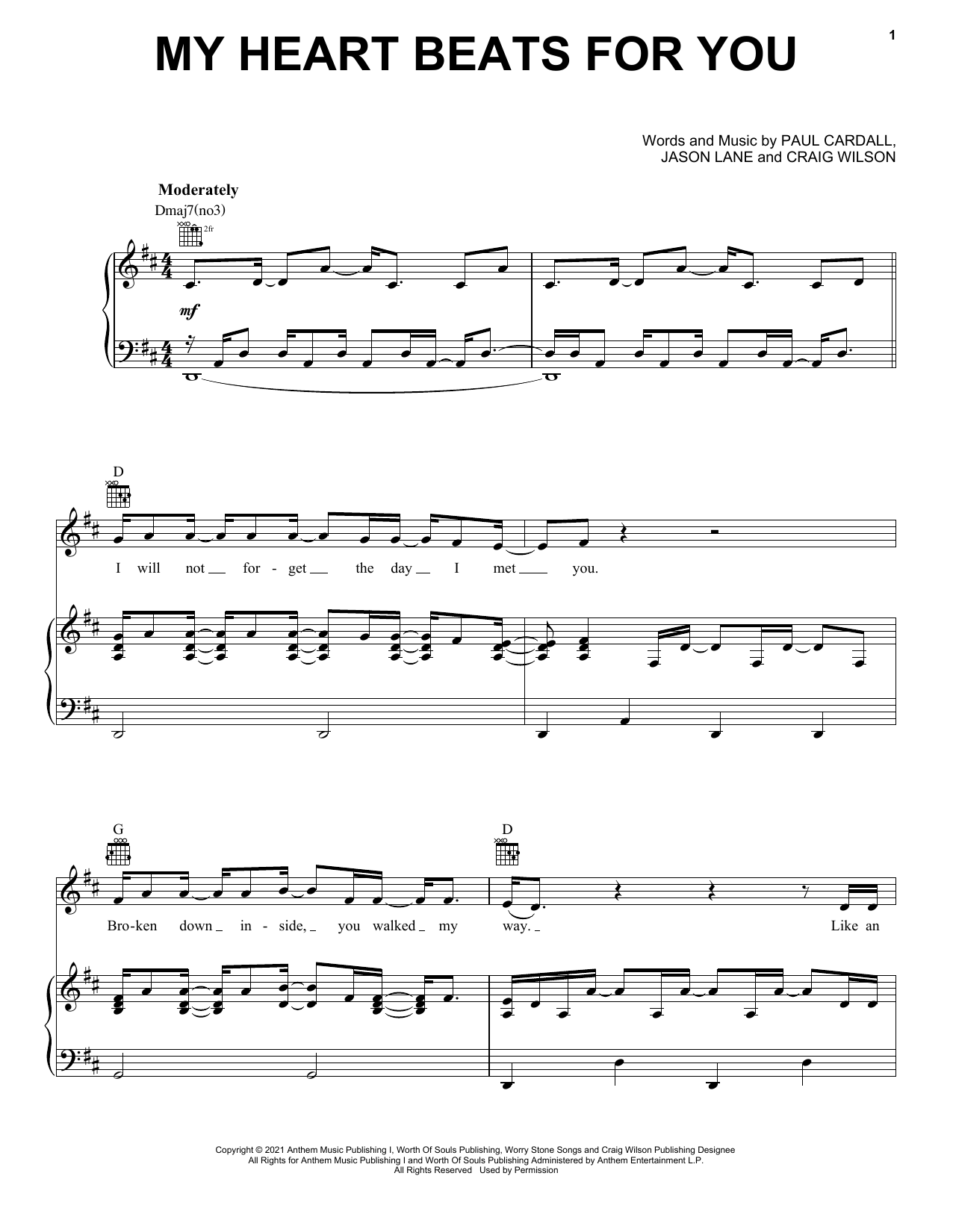 Paul Cardall and David Archuleta My Heart Beats For You sheet music notes and chords arranged for Piano, Vocal & Guitar Chords (Right-Hand Melody)