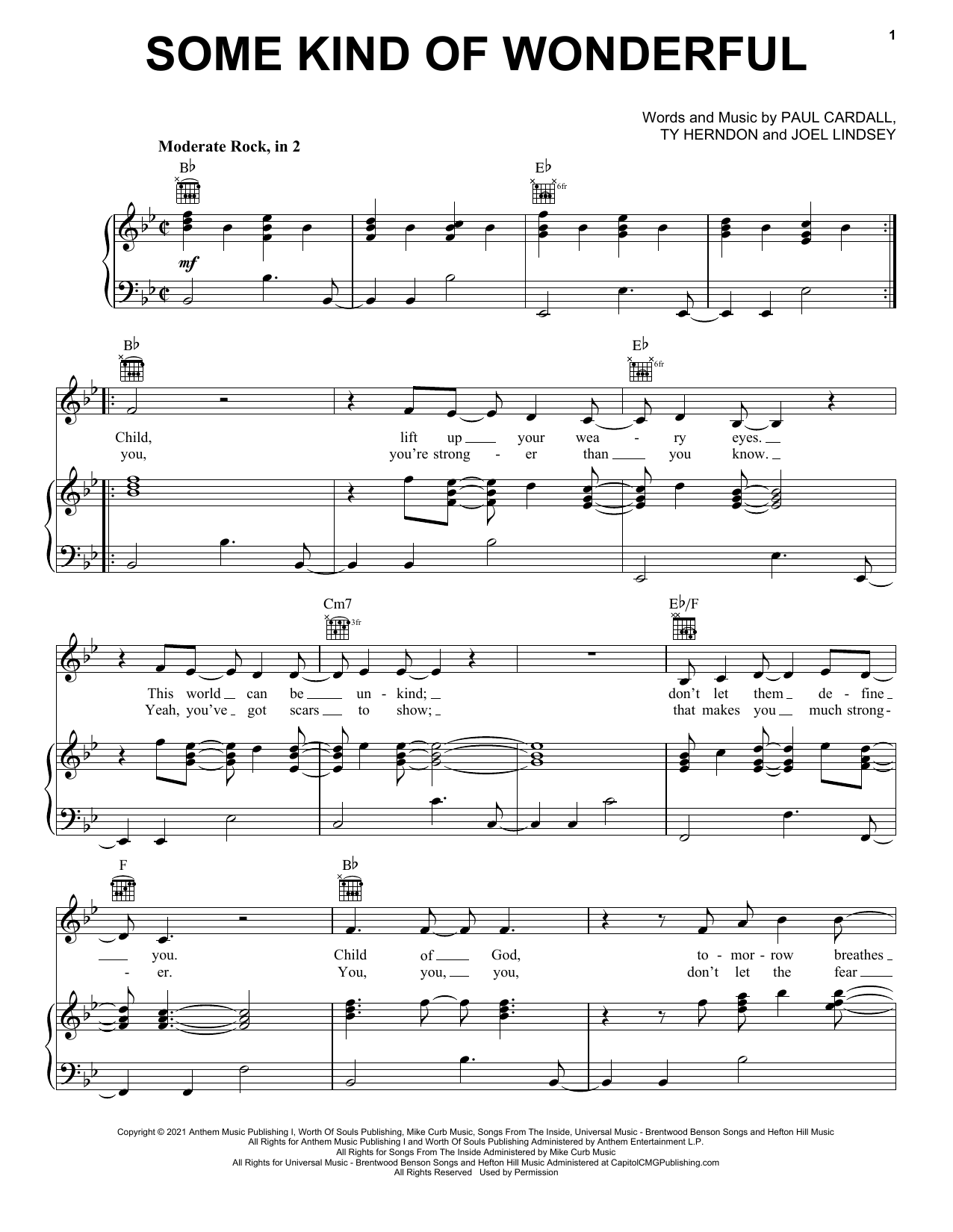 Paul Cardall and Ty Herndon Some Kind Of Wonderful sheet music notes and chords arranged for Piano, Vocal & Guitar Chords (Right-Hand Melody)