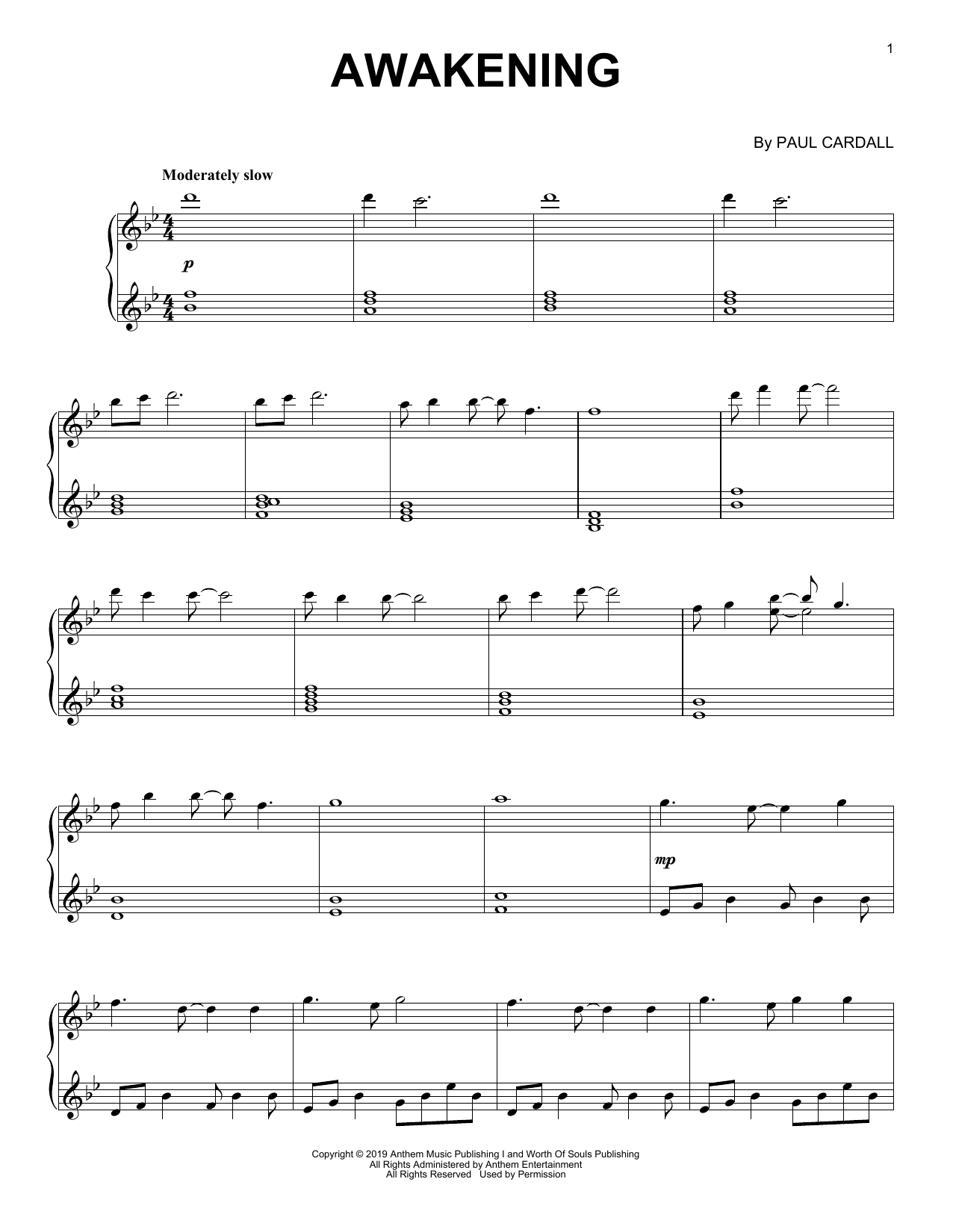 Paul Cardall Awakening sheet music notes and chords arranged for Piano Solo