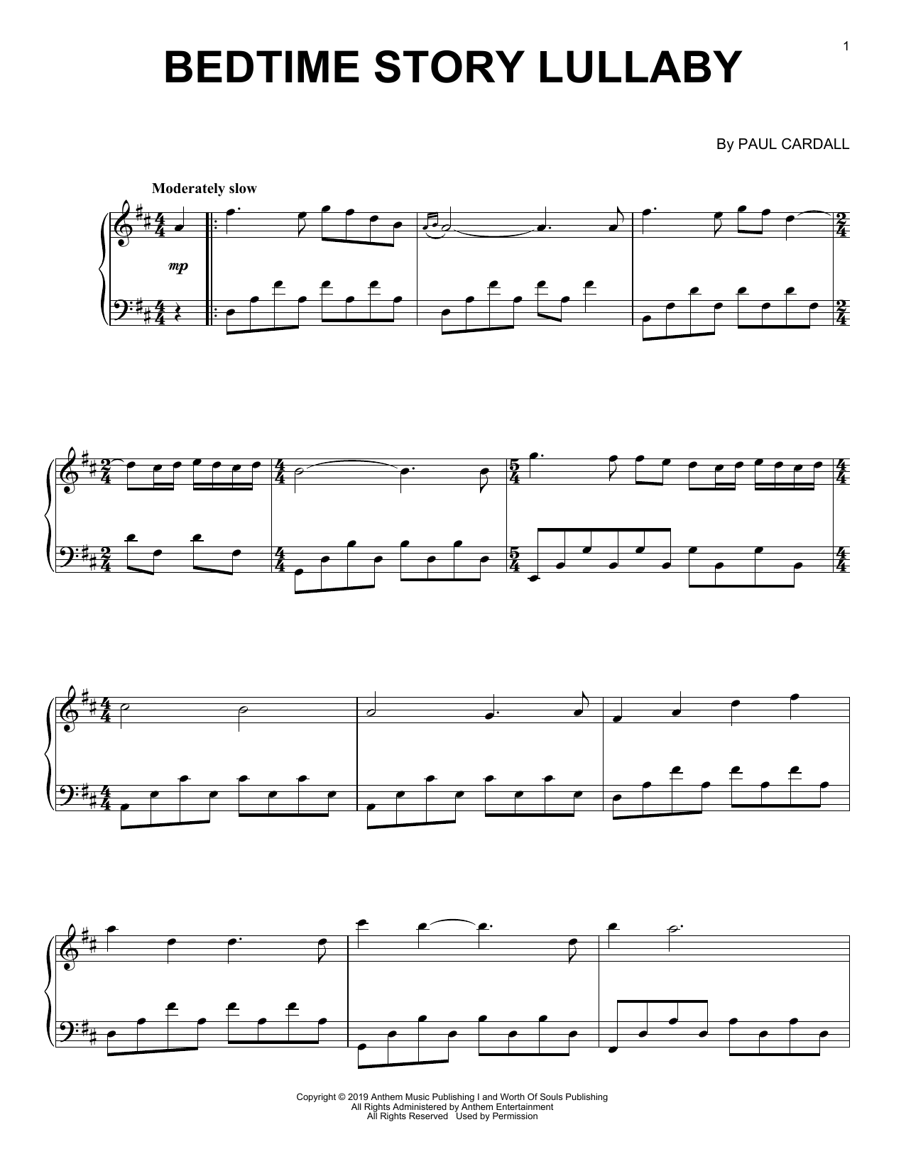 Paul Cardall Bedtime Story Lullaby sheet music notes and chords arranged for Piano Solo