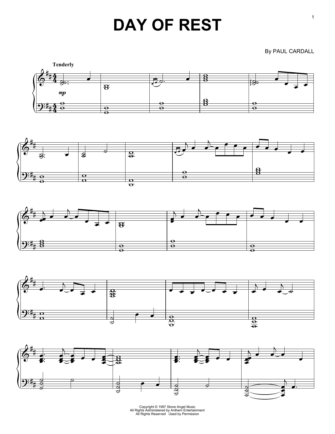 Paul Cardall Day Of Rest sheet music notes and chords arranged for Piano Solo