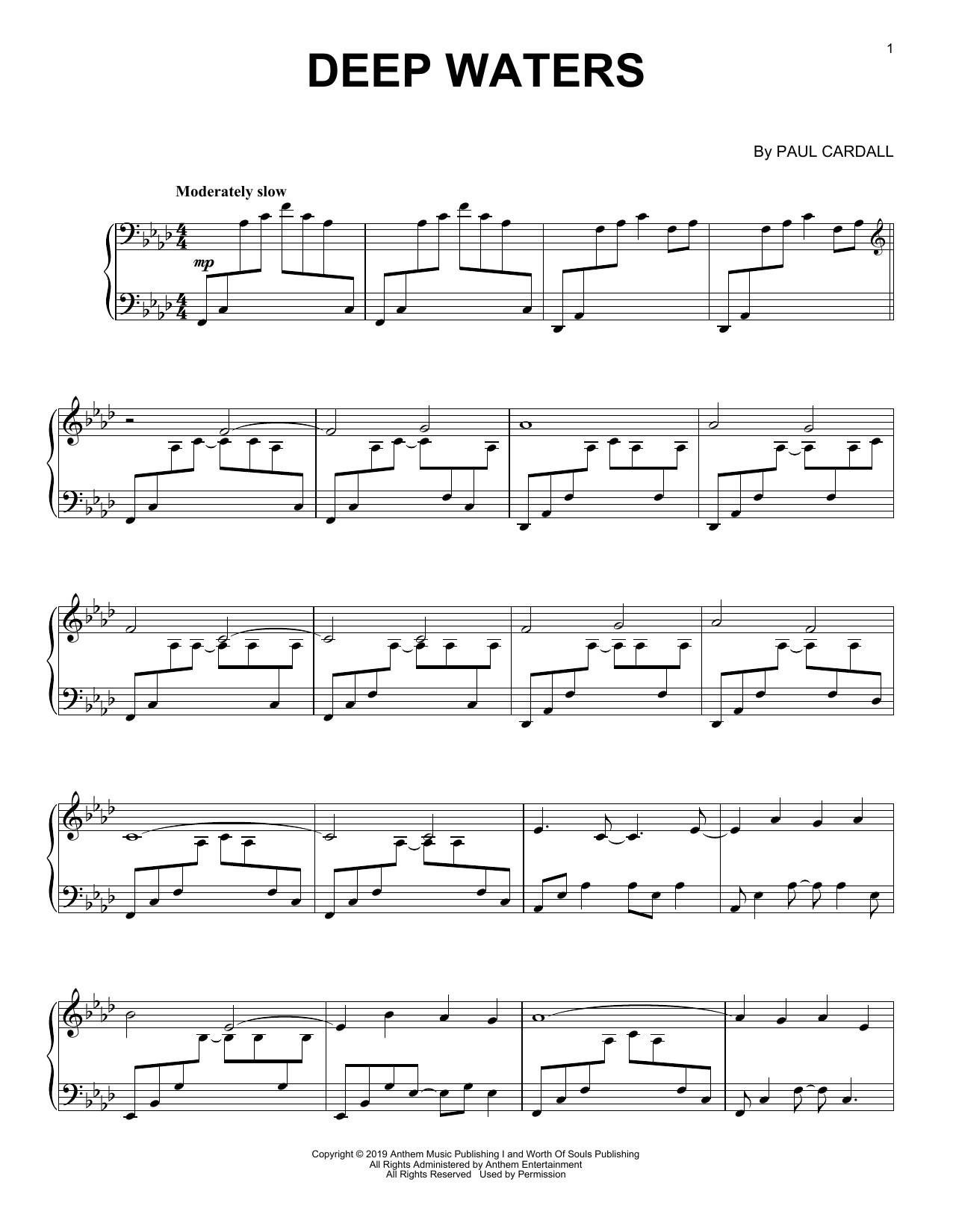 Paul Cardall Deep Waters sheet music notes and chords arranged for Piano Solo