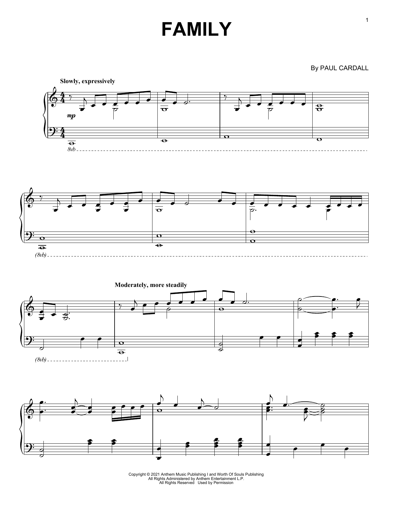 Paul Cardall Family sheet music notes and chords arranged for Piano Solo