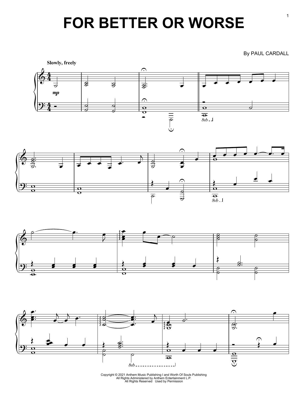 Paul Cardall For Better Or Worse sheet music notes and chords arranged for Piano Solo