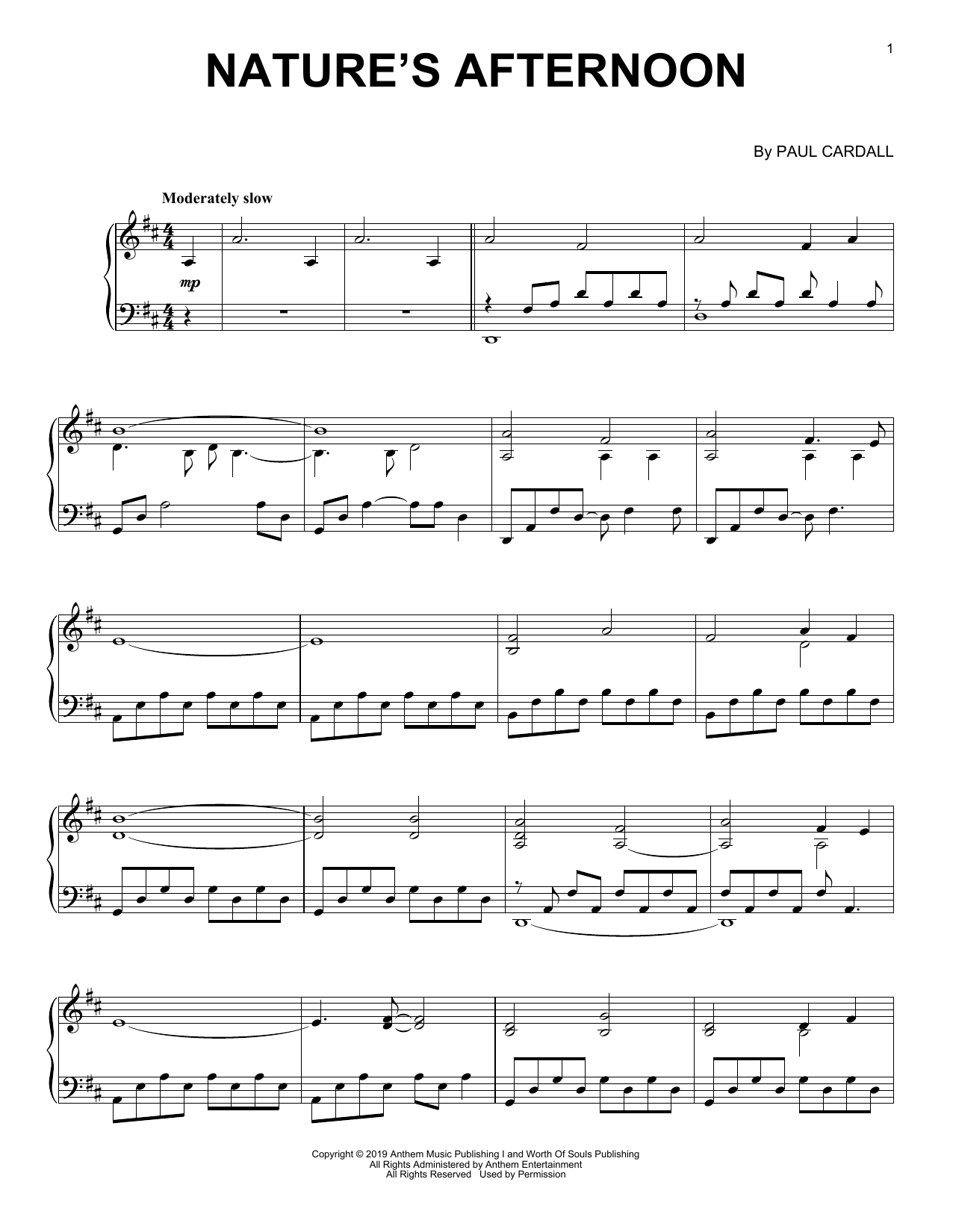 Paul Cardall Nature's Afternoon sheet music notes and chords arranged for Piano Solo