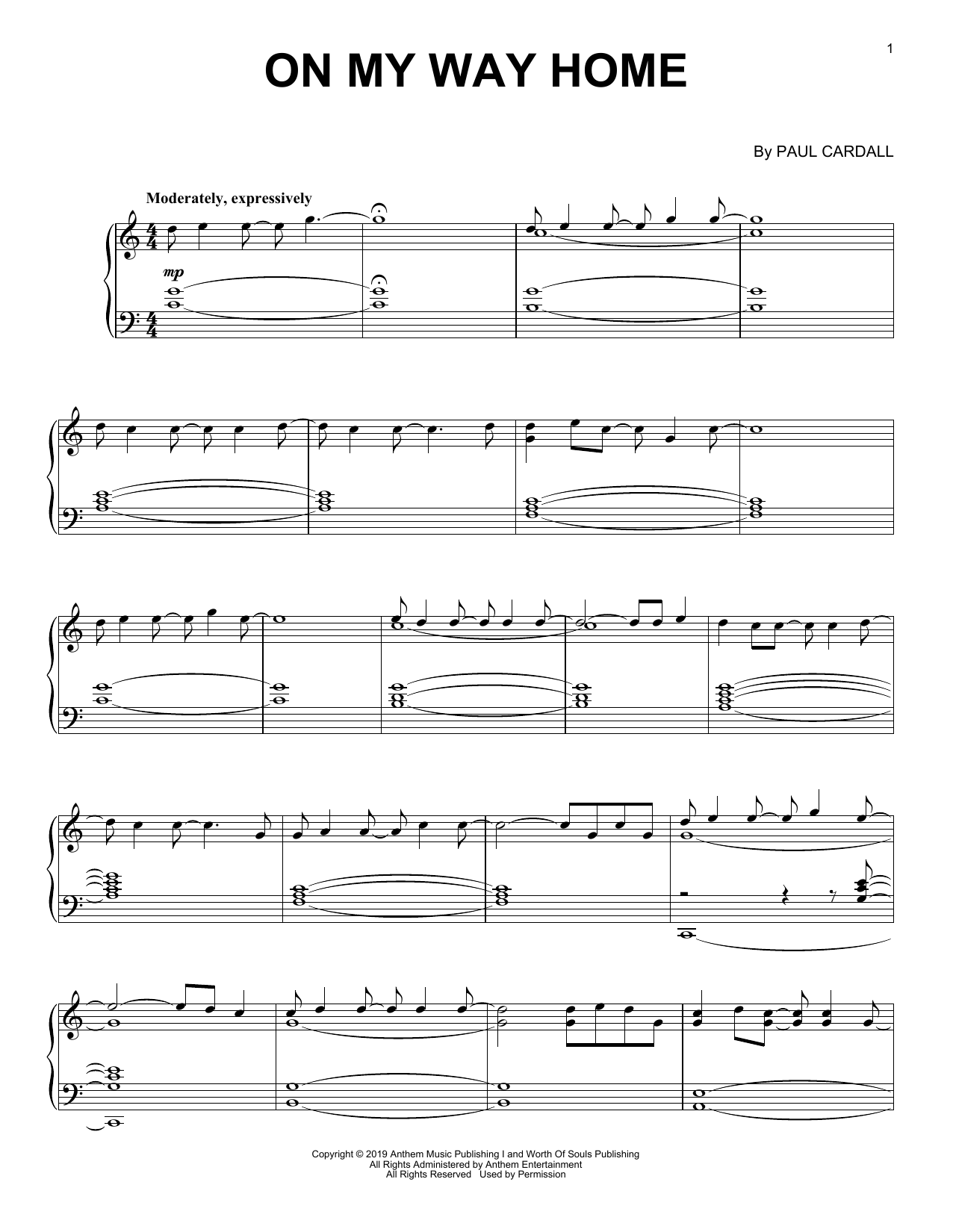 Paul Cardall On My Way Home sheet music notes and chords arranged for Piano Solo
