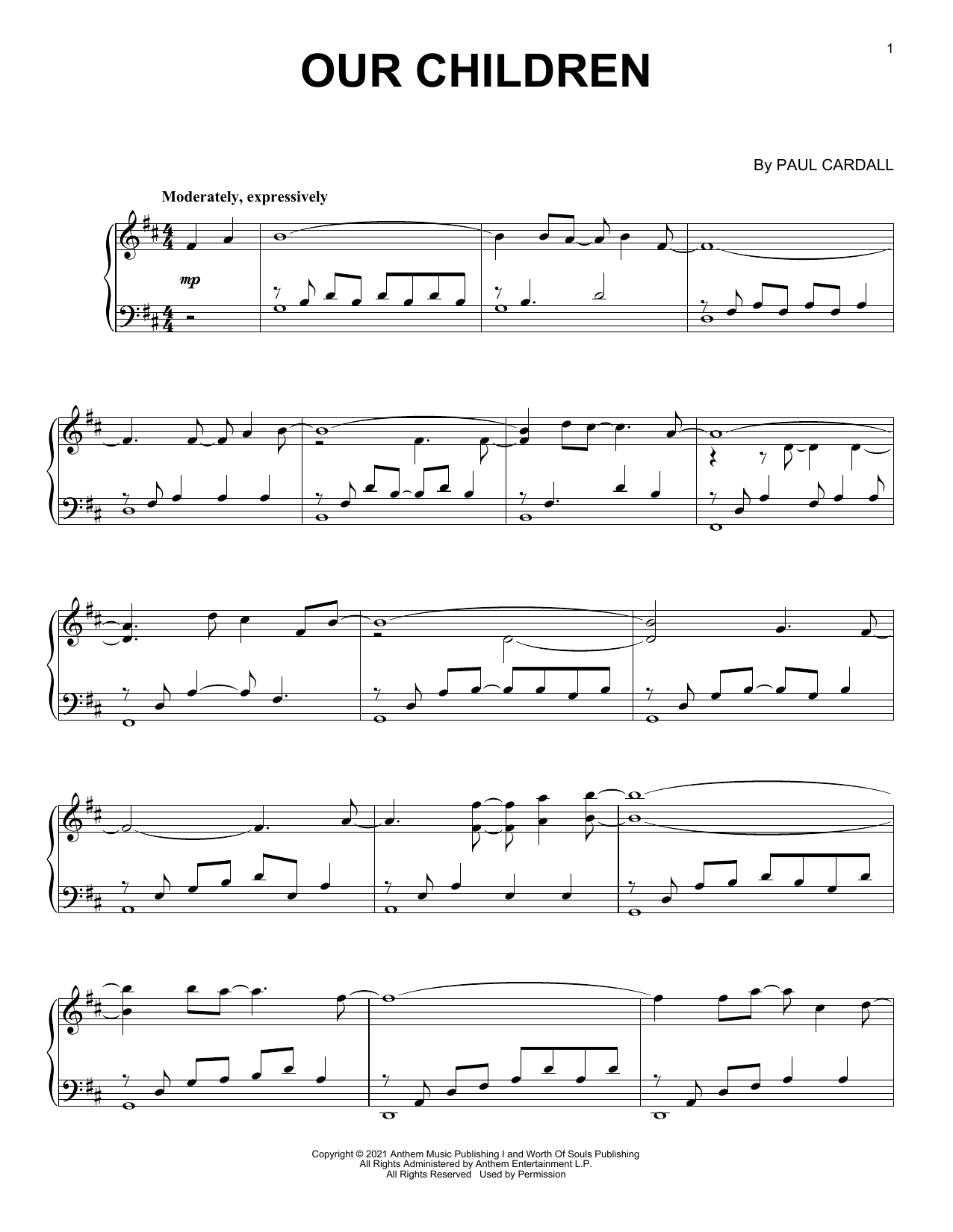 Paul Cardall Our Children sheet music notes and chords arranged for Piano Solo