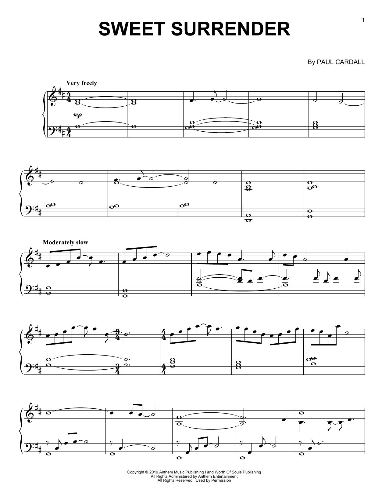 Paul Cardall Sweet Surrender sheet music notes and chords arranged for Piano Solo