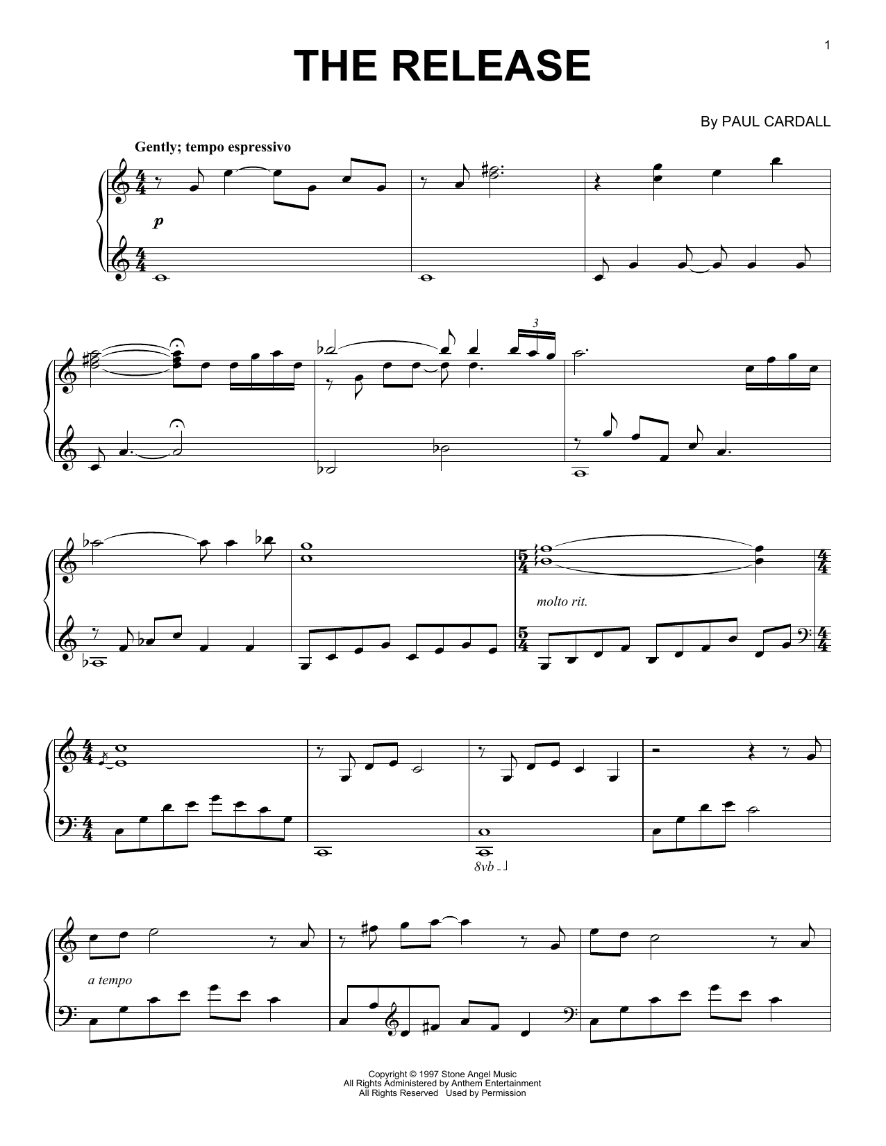 Paul Cardall The Release sheet music notes and chords arranged for Piano Solo