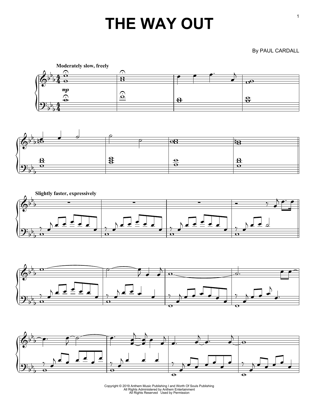 Paul Cardall The Way Out sheet music notes and chords arranged for Piano Solo