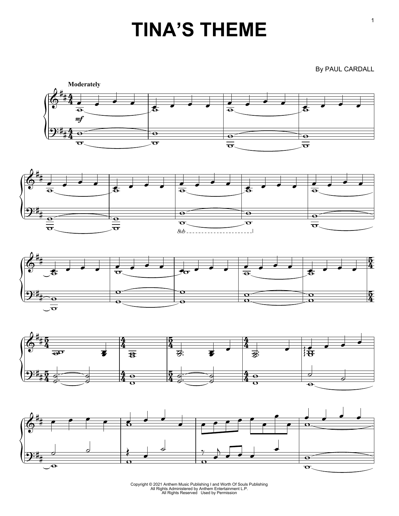 Paul Cardall Tina's Theme sheet music notes and chords arranged for Piano Solo