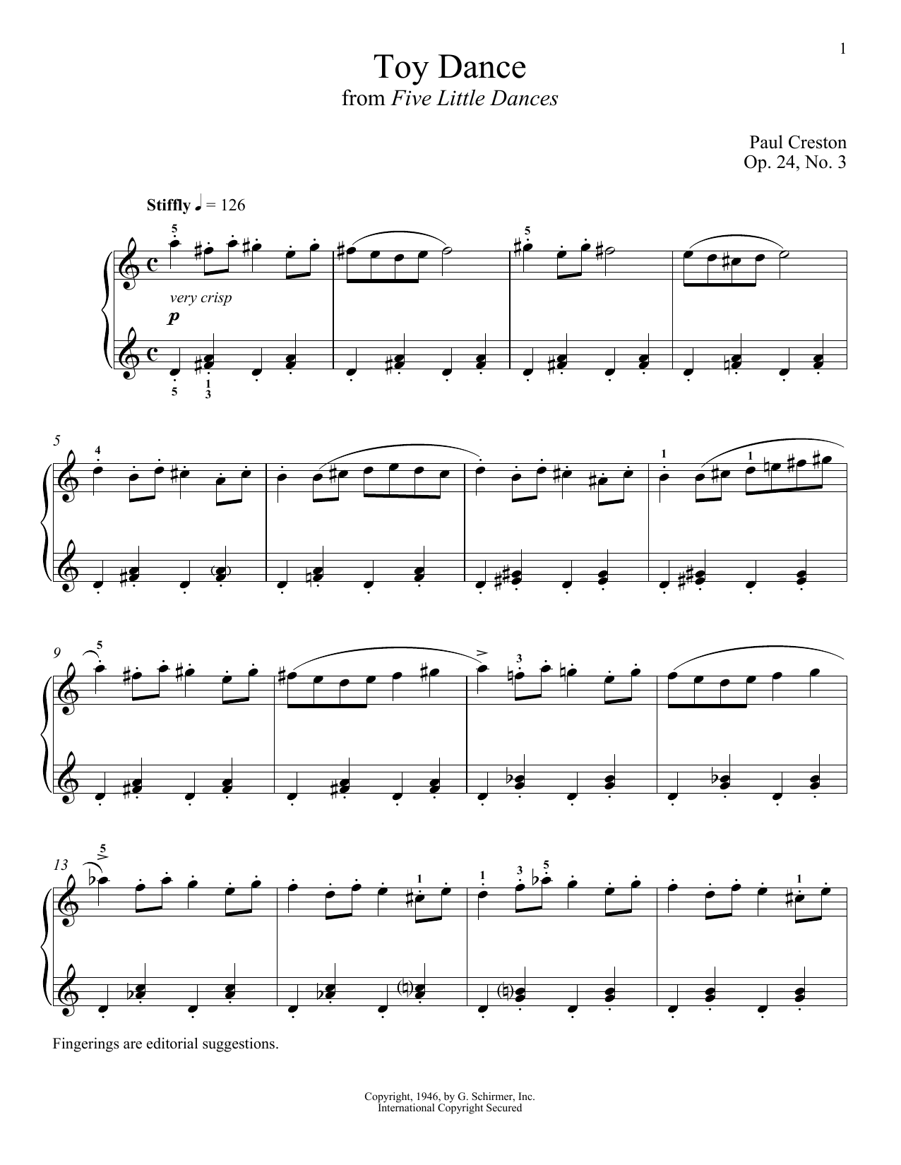 Paul Creston Toy Dance sheet music notes and chords arranged for Piano Solo