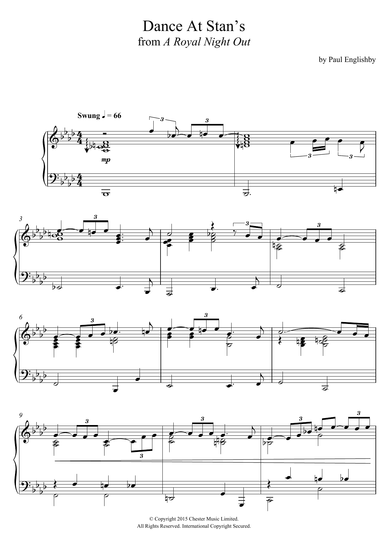 Paul Englishby Dance At Stan's (From 'A Royal Night Out') sheet music notes and chords arranged for Piano Solo