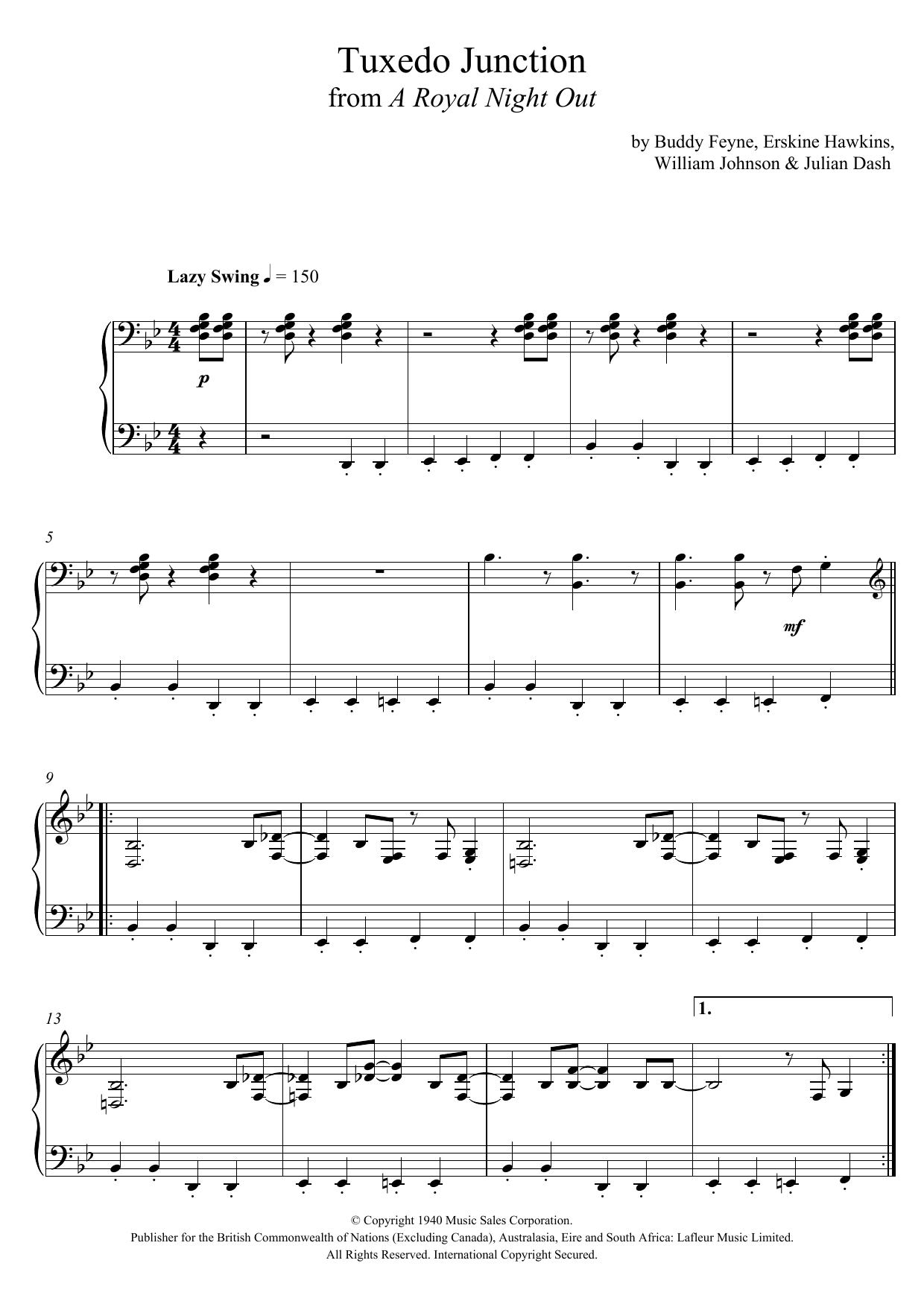 Paul Englishby Tuxedo Junction sheet music notes and chords arranged for Piano Solo