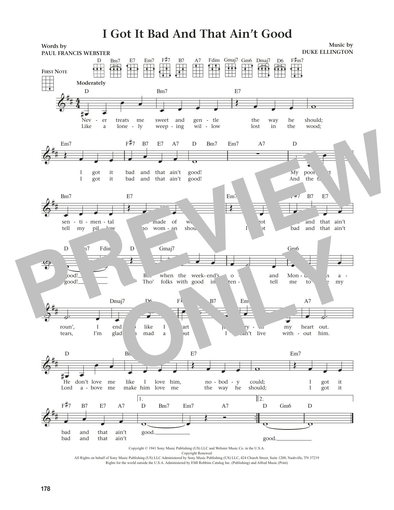 Paul Francis Webster I Got It Bad And That Ain't Good (from The Daily Ukulele) (arr. Jim Beloff) sheet music notes and chords arranged for Ukulele