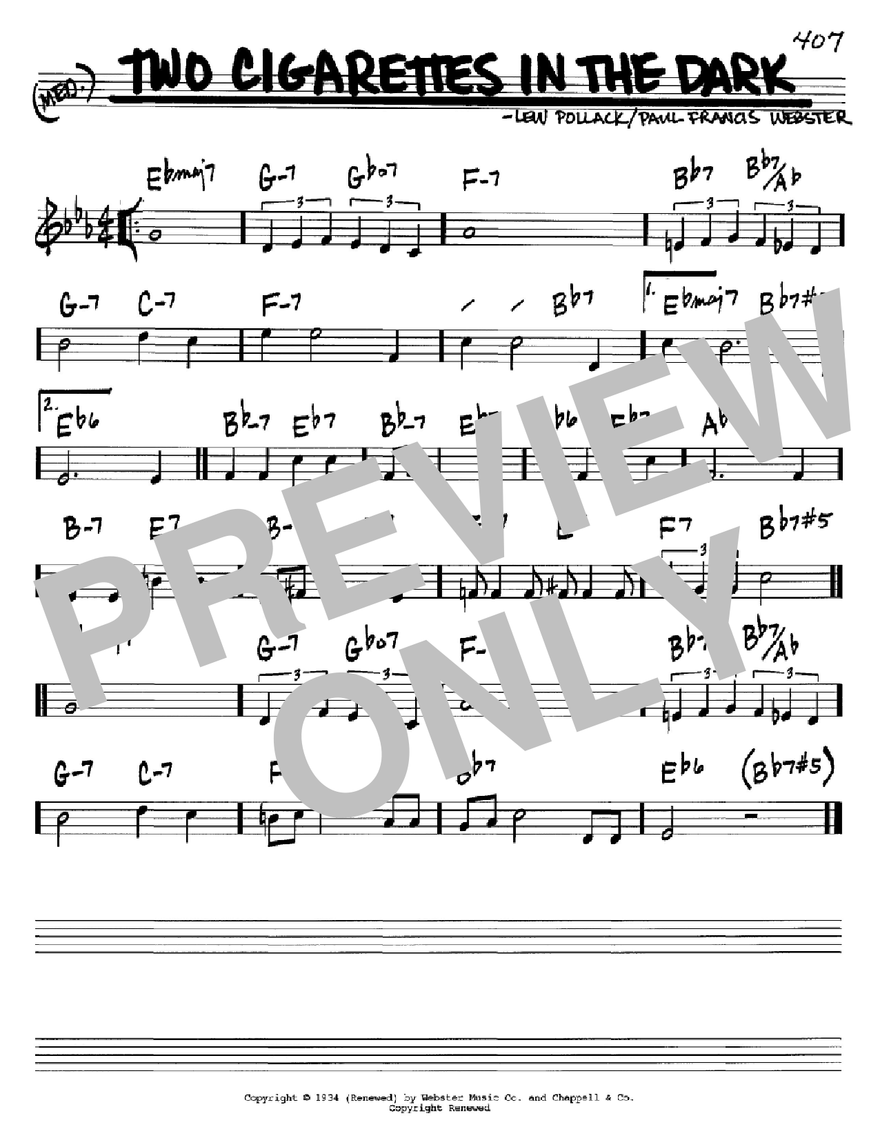 Paul Francis Webster Two Cigarettes In The Dark sheet music notes and chords arranged for Piano, Vocal & Guitar Chords (Right-Hand Melody)