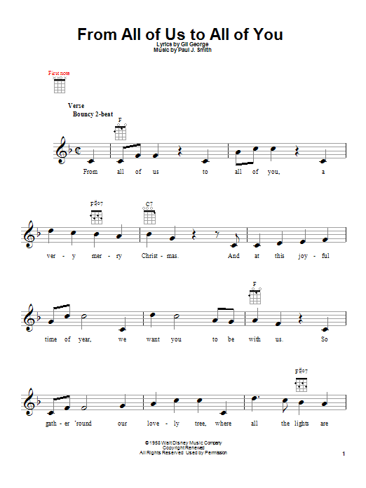 Paul J. Smith From All Of Us To All Of You sheet music notes and chords arranged for Ukulele