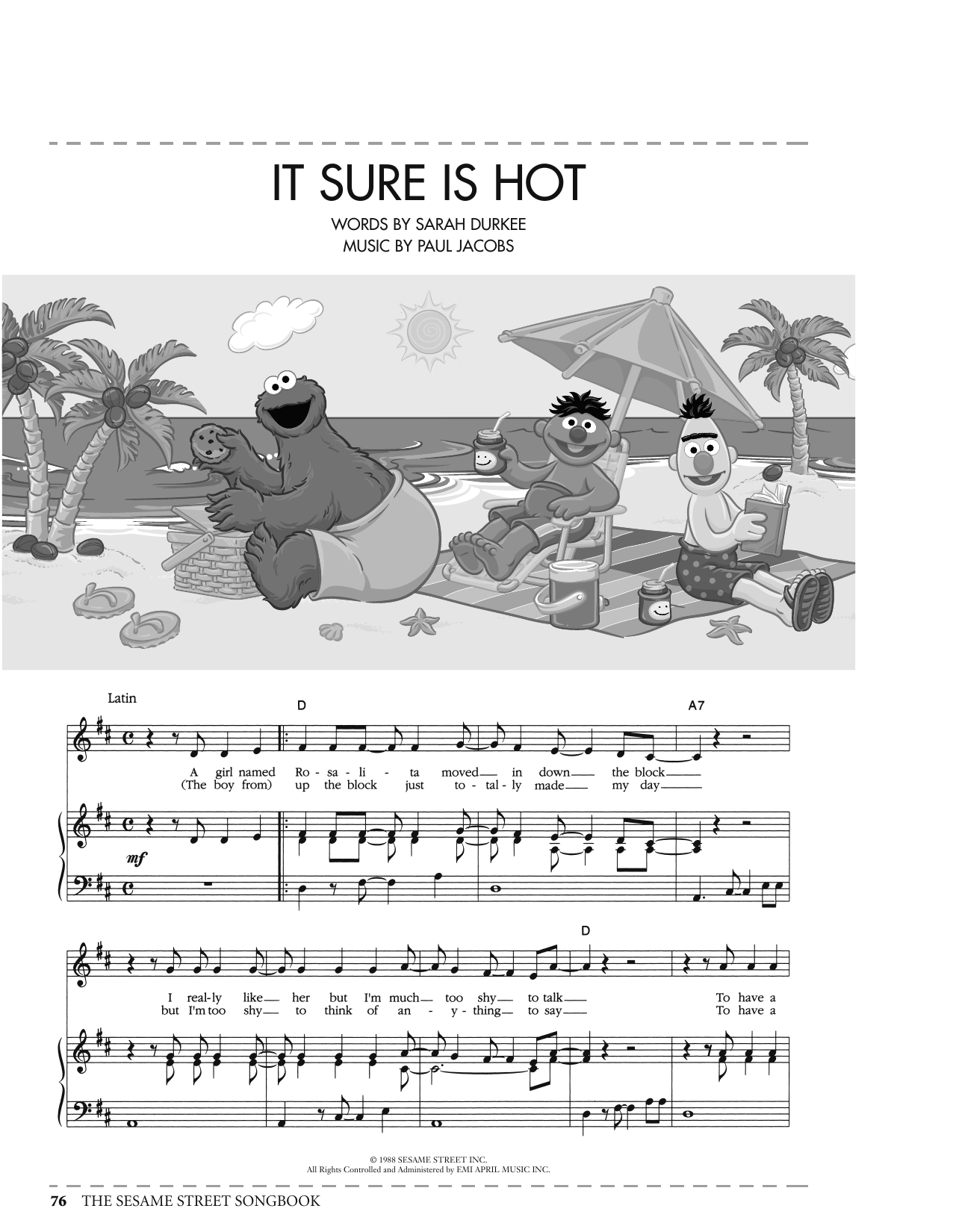 Paul Jacobs It Sure Is Hot (from Sesame Street) sheet music notes and chords arranged for Piano, Vocal & Guitar Chords (Right-Hand Melody)