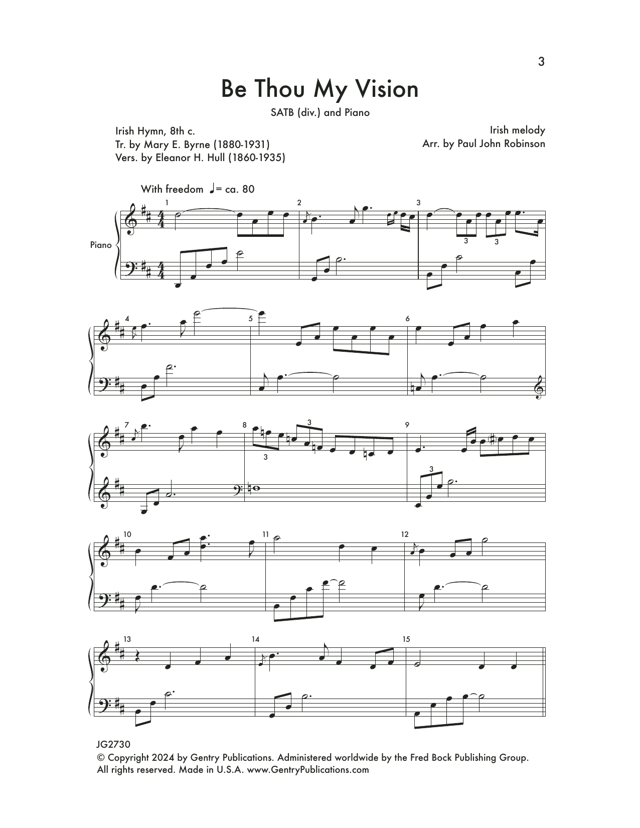 Paul John Robinson Be Thou My Vision sheet music notes and chords arranged for Choir