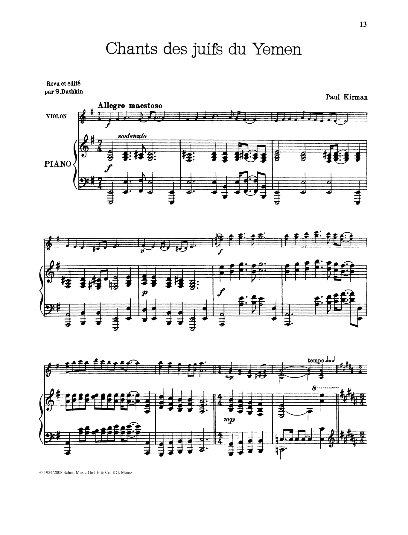 Paul Kirman Chants des juifs du Yemen sheet music notes and chords arranged for String Solo