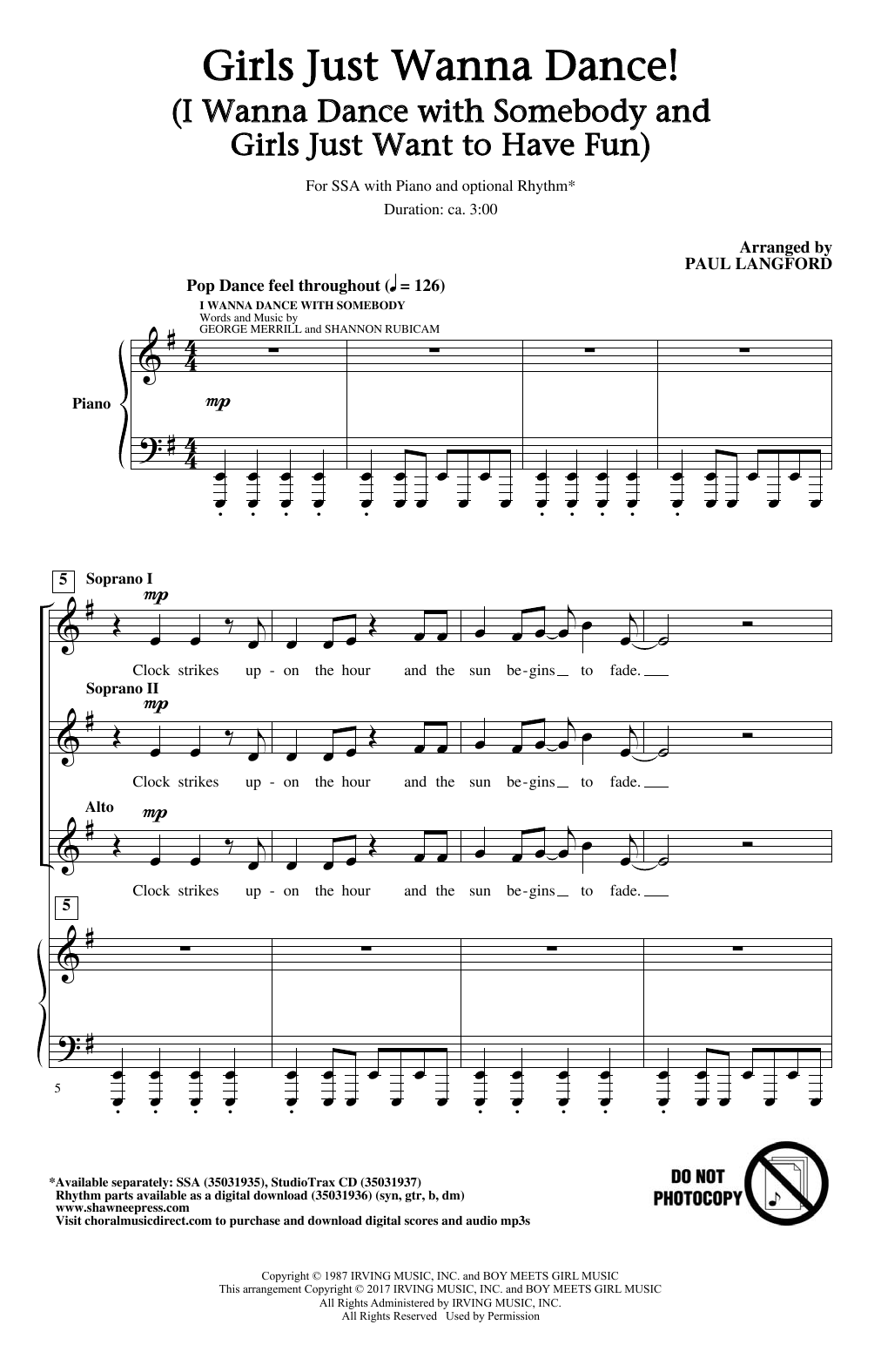 Paul Langford Girls Just Want To Dance! sheet music notes and chords arranged for SSA Choir