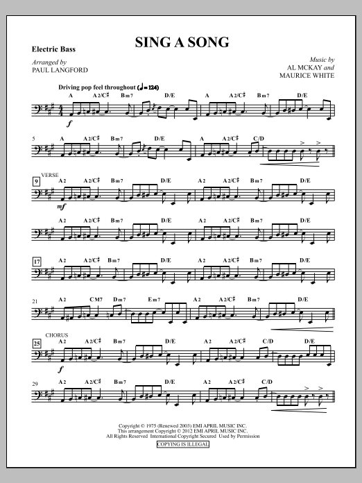 Paul Langford Sing A Song - Bass sheet music notes and chords arranged for Choir Instrumental Pak