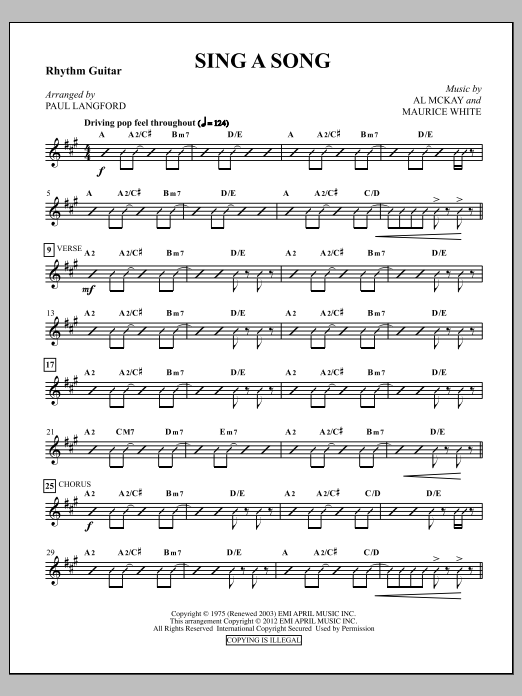 Paul Langford Sing A Song - Guitar sheet music notes and chords arranged for Choir Instrumental Pak