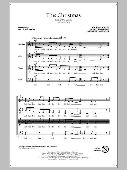 Paul Langford This Christmas sheet music notes and chords arranged for TTBB Choir