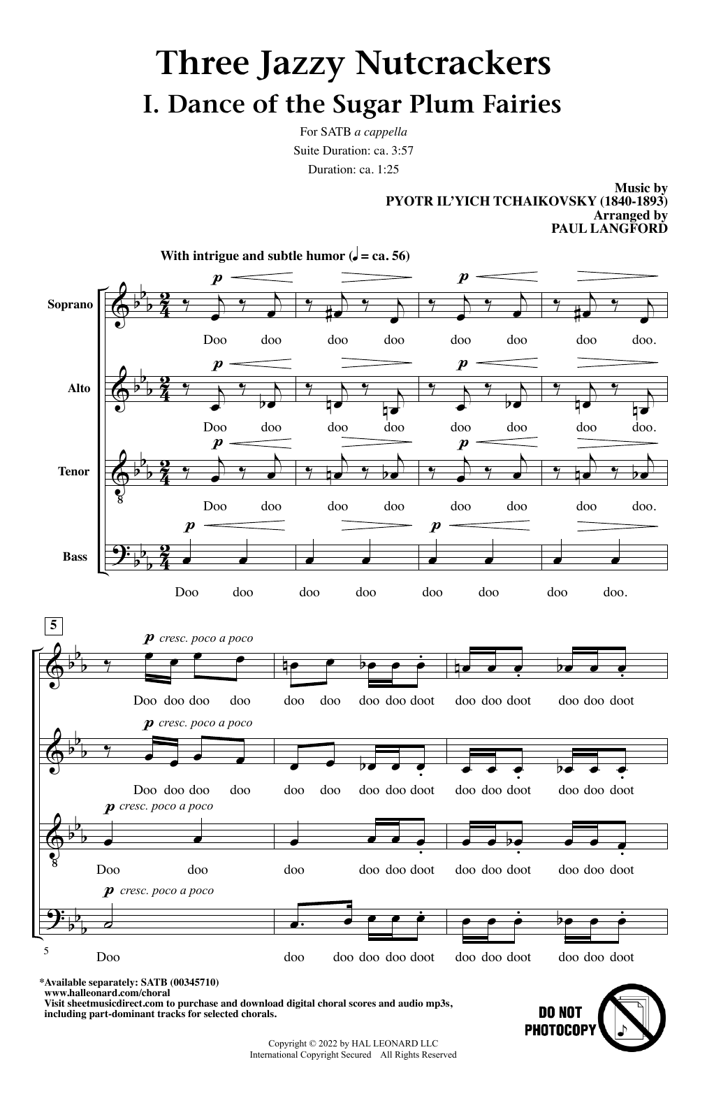 Paul Langford Three Jazzy Nutcrackers sheet music notes and chords arranged for SATB Choir