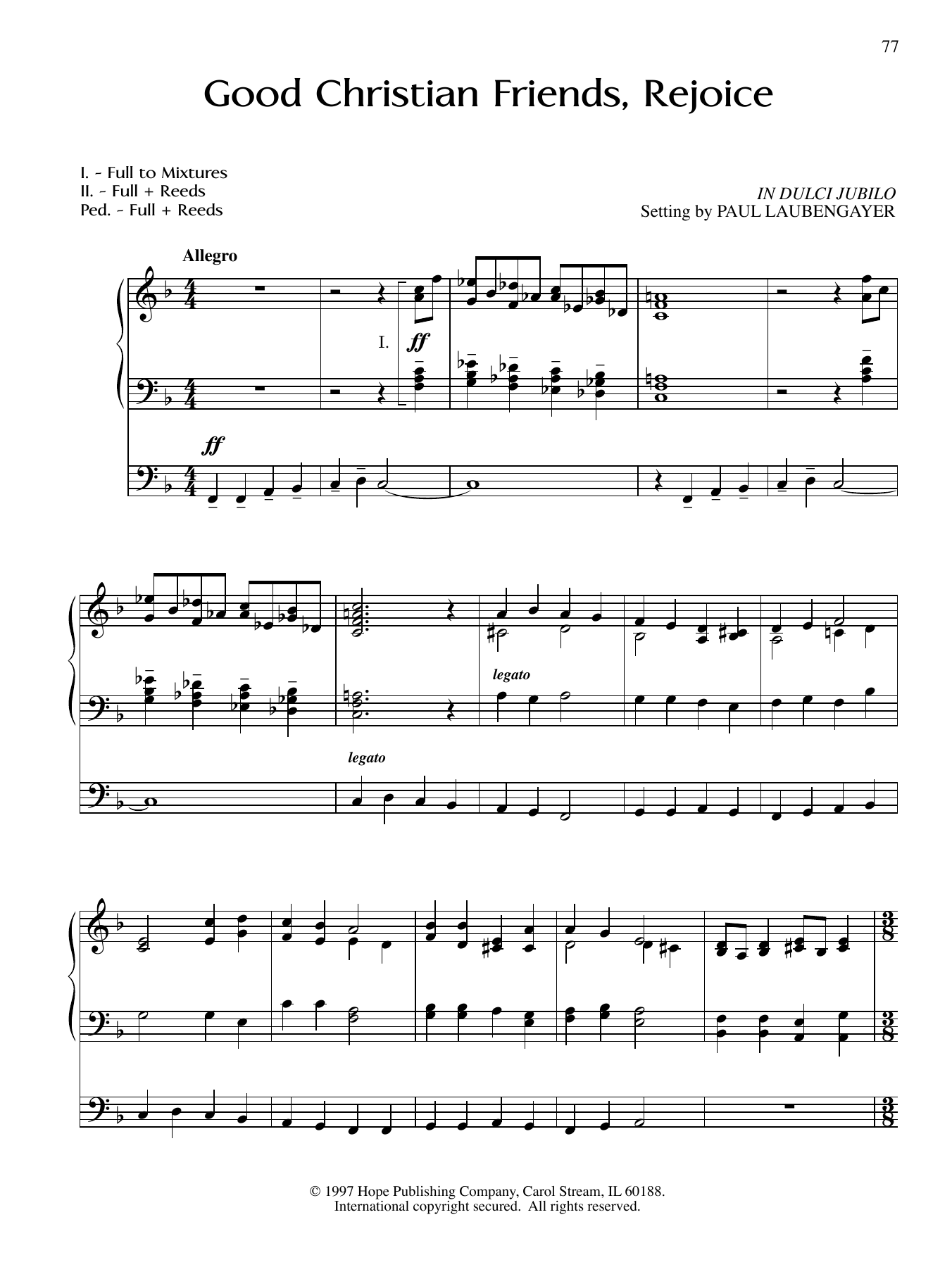 PAUL LAUNBENGAYER Good Christian Friends, Rejoice sheet music notes and chords arranged for Organ