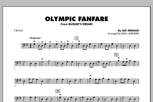 Paul Lavender Olympic Fanfare (Bugler's Dream) - Cello sheet music notes and chords arranged for Orchestra