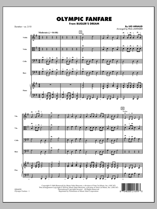 Paul Lavender Olympic Fanfare (Bugler's Dream) - Conductor Score (Full Score) sheet music notes and chords arranged for Orchestra